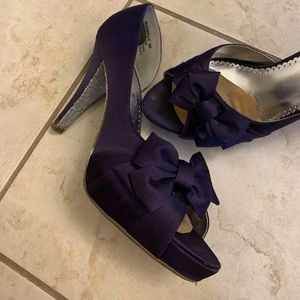 Purple satin glitter 4 inch heel